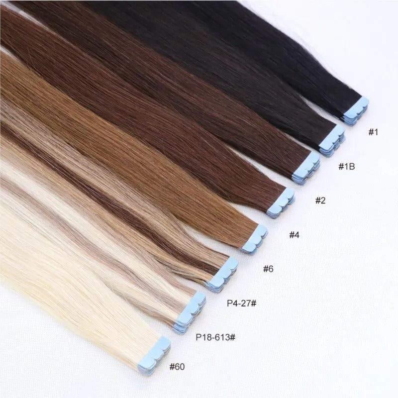 Mini Tape-In Hair Extensions – 100% Human Hair Skin Weft | Machine-Remy | 10pcs Pack for Side or Highlighted Volume