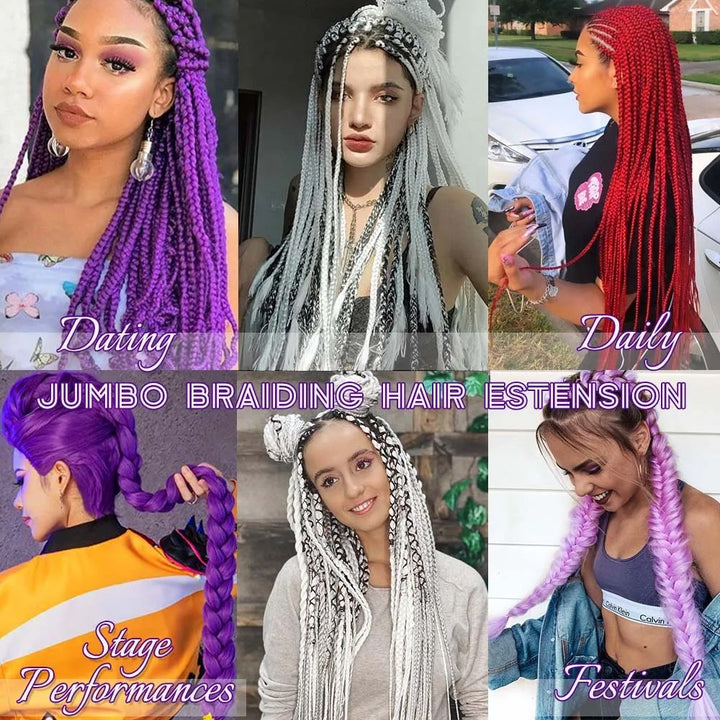 5 Packs Colored Jumbo Braiding Hair Extensions – 24 Inch Synthetic Pre-Stretched Yaki EZ Braid