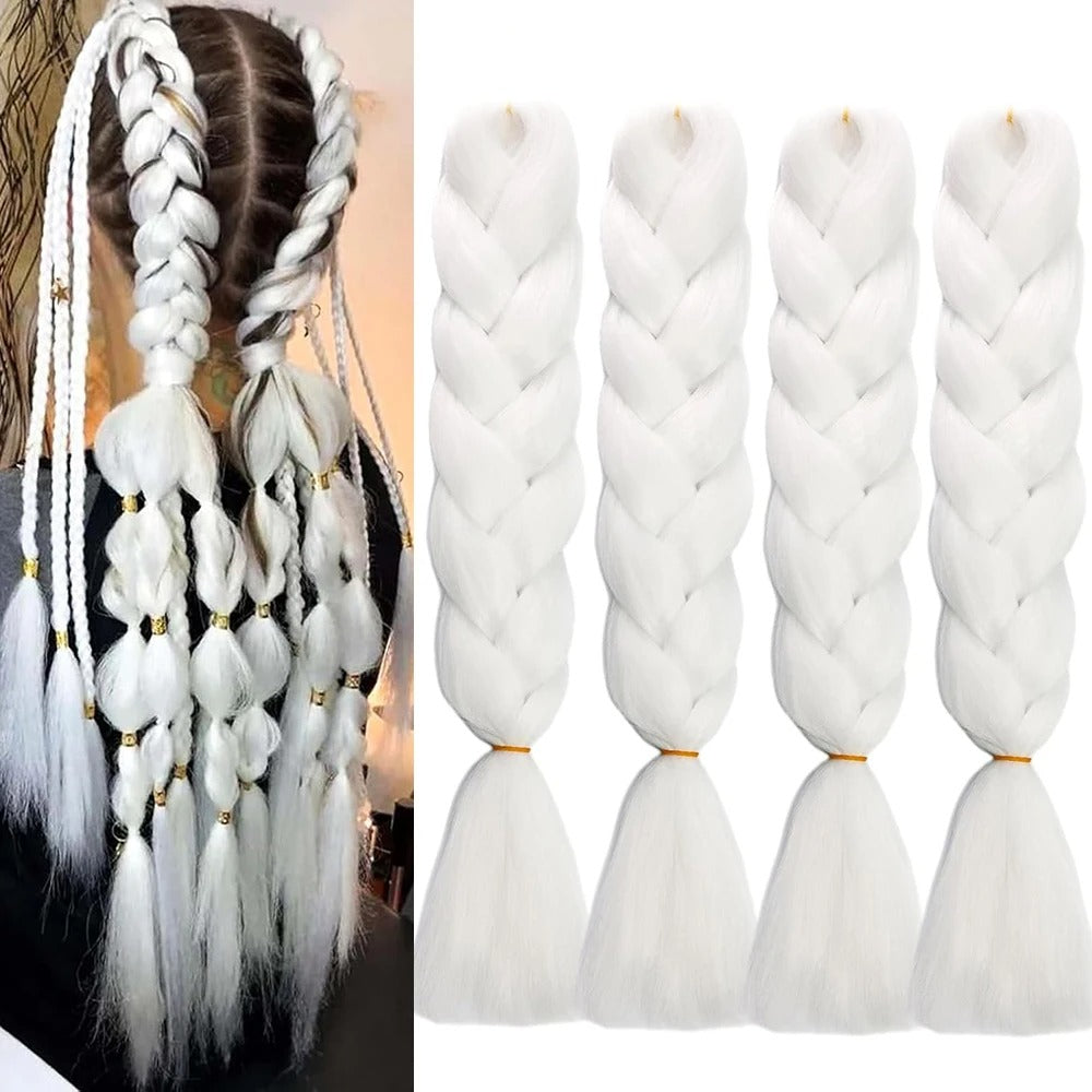 4PCS Jumbo Braiding Hair Extensions – 24 Inch High-Temperature Synthetic Fiber for Crochet & Twist Braids