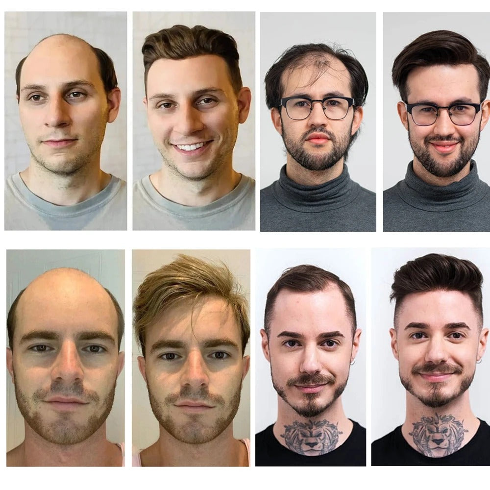 Thin Skin 0.04mm Men Toupee Comb Back Natural Human Hair Men Wig Indian Remy Hair Wig Toupee Hair Replacement Hair System