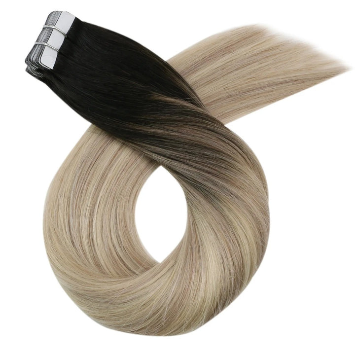 Seamless Blonde Tape-In Hair Extensions – Natural Straight Remy Human Hair