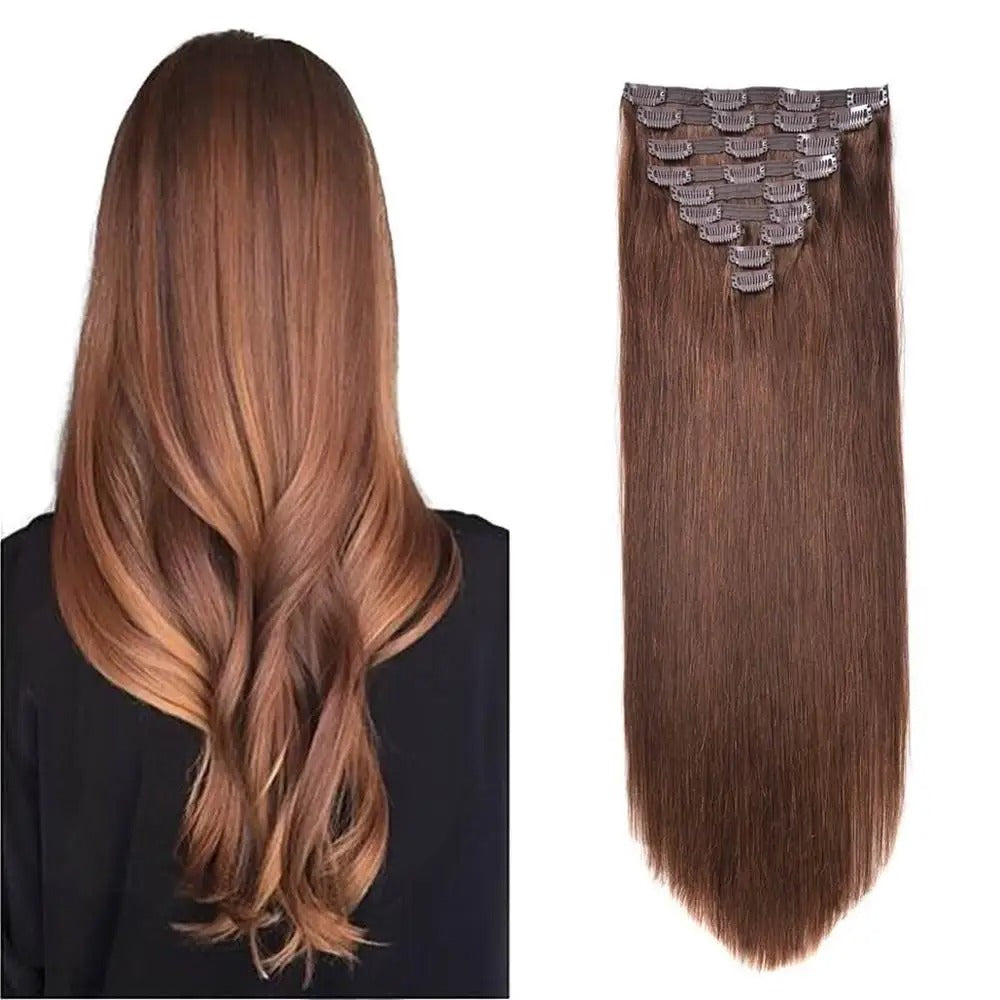 Brazilian Remy Clip-In Hair Extensions – Natural Human Hair, 12–24 Inch, 50g–120g