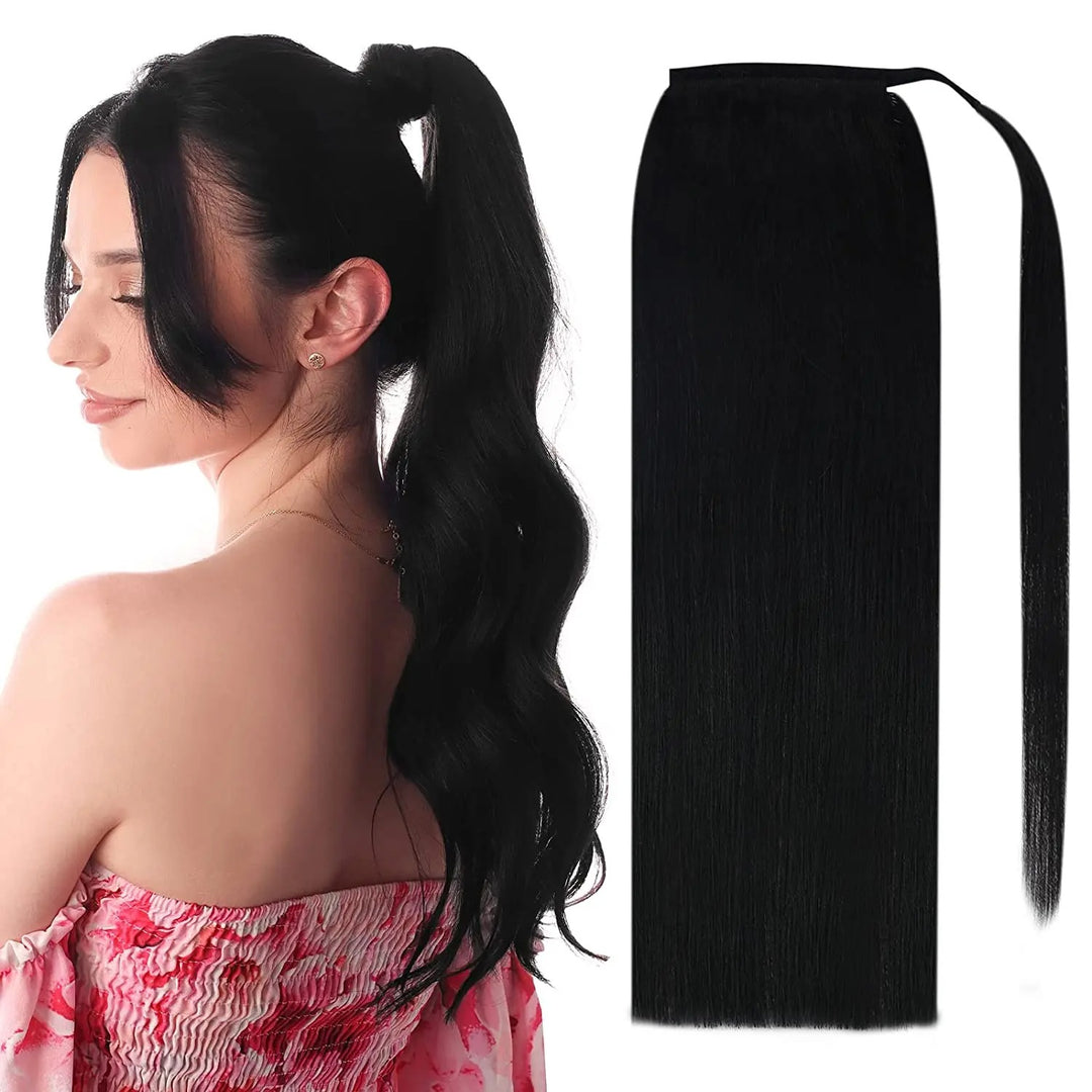 Machine-Made Remy Human Hair Ponytail Extension – 70g/80g Clip-In for White Women