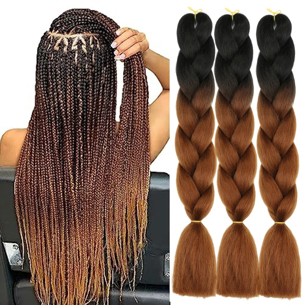 3 Packs 24 Inch Ombre Jumbo Braiding Hair Extensions – High-Temperature Synthetic Fiber