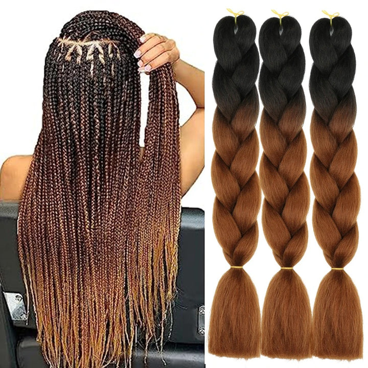 3 Packs 24 Inch Ombre Jumbo Braiding Hair Extensions – High-Temperature Synthetic Fiber