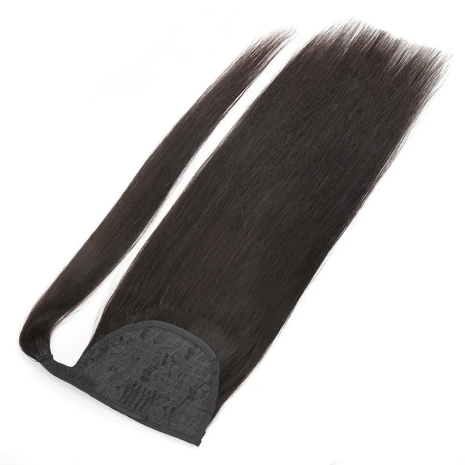 100% Human Hair Brazilian Straight Ponytail Extension Length Options: 20” | 22” | 24” | 26”