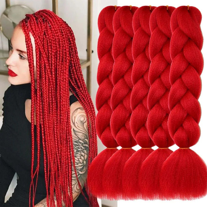 5 Packs Colored Jumbo Braiding Hair Extensions – 24 Inch Synthetic Pre-Stretched Yaki EZ Braid