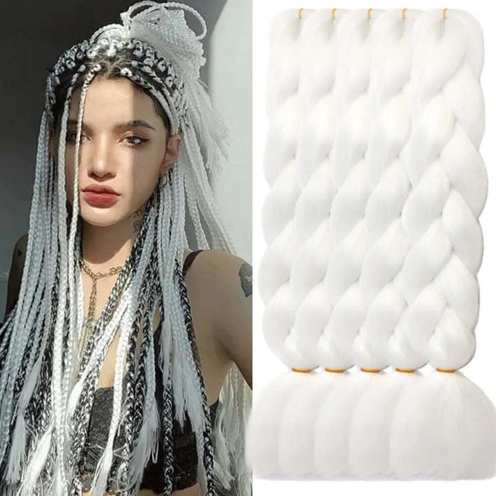 5 Packs Colored Jumbo Braiding Hair Extensions – 24 Inch Synthetic Pre-Stretched Yaki EZ Braid