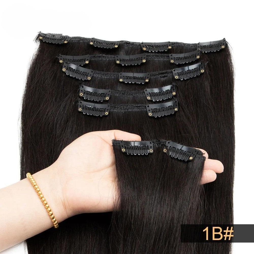 Brazilian Remy Clip-In Hair Extensions – Natural Human Hair, 12–24 Inch, 50g–120g