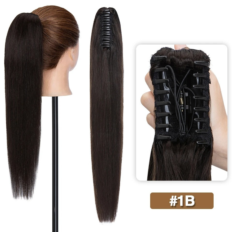 Thick Clip-In Human Hair Ponytail Extension with Claw Clamp