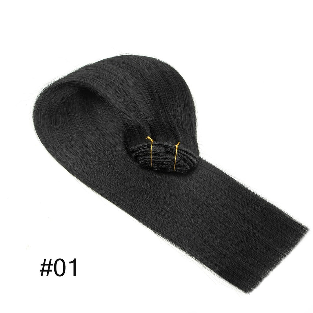 "100% Real Remy Human Hair Clip-In Extensions – Double Weft, Seamless Clip-On, 7PCS, 12-24 Inches"