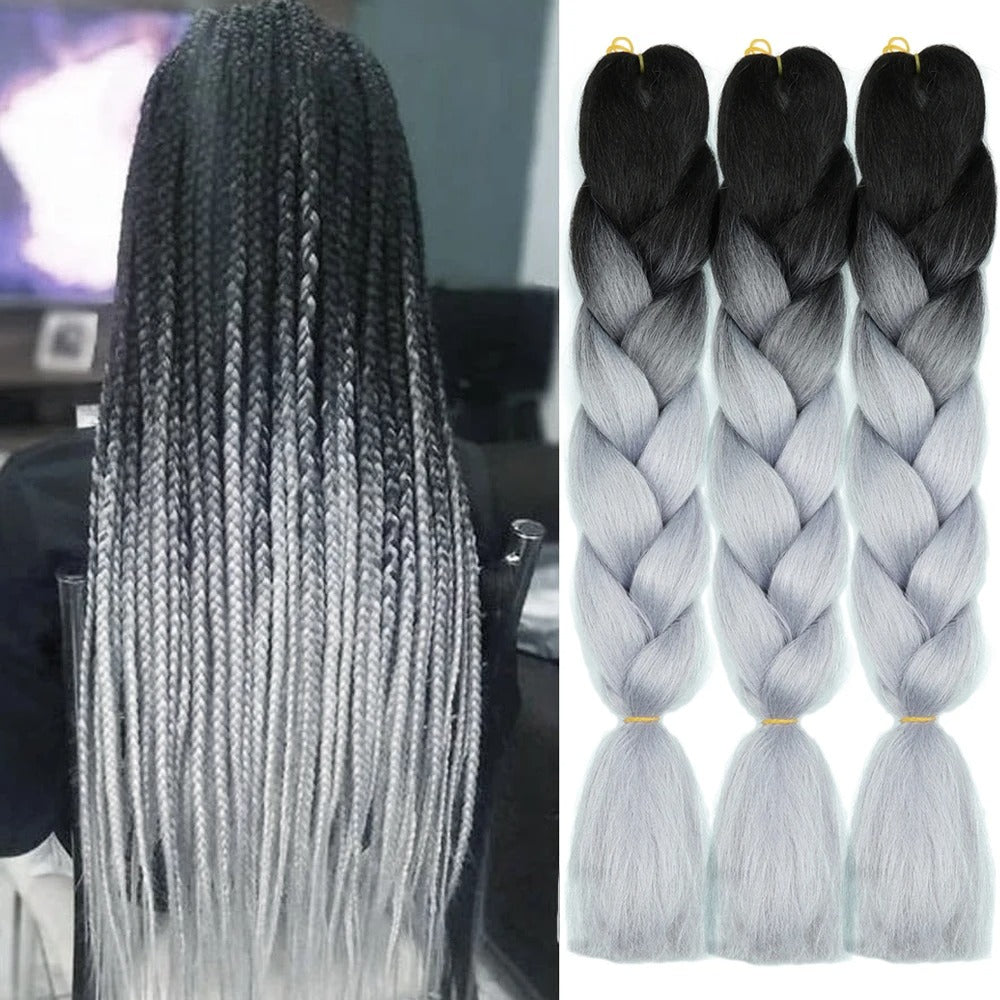 3 Packs 24 Inch Ombre Jumbo Braiding Hair Extensions – High-Temperature Synthetic Fiber