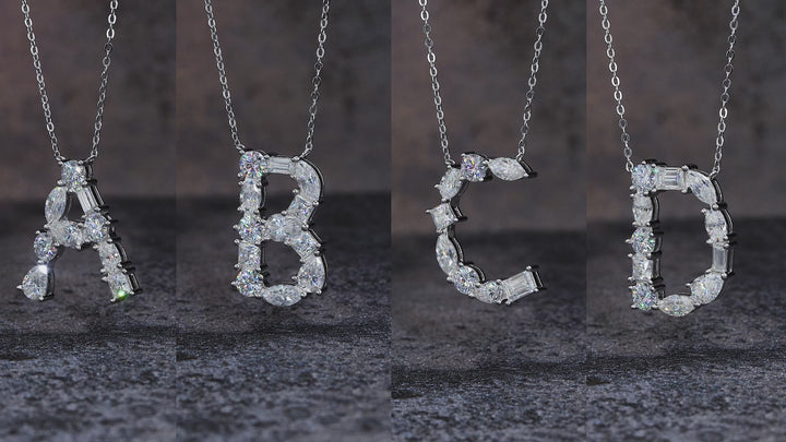 Luxury 26-Letter C-Shaped Moissanite Pendant Necklace – Gold-Plated S925 Silver