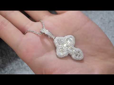 ✨ 925 Sterling Silver Minimalist Moissanite Cross Pendant Necklace – Platinum-Plated Elegance ✨