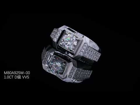 💍 Men’s 1-Carat Moissanite Ring – Platinum-Plated S925 Silver (7g, Sizes 5–9) 💍