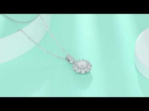 🛍️✨ Blossom S925 Sterling Silver Platinum-Plated 1CT Moissanite Pendant Necklace ✨