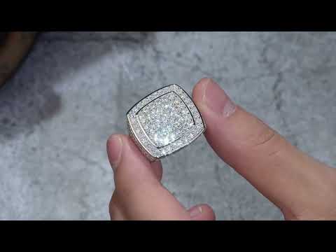 💍 Men’s Engraved Moissanite Ring – Platinum-Plated S925 Silver (19.6g, Sizes 5–9) 💍