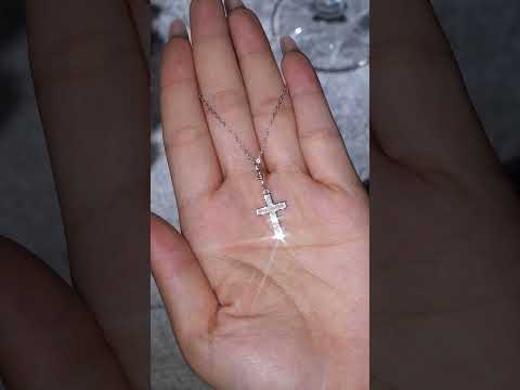 💎 Minimalist Moissanite Cross Pendant Necklace – Platinum-Plated S925 Silver (2.8g) 💎