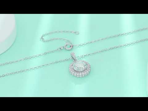 🛍️✨ Sweetheart Halo S925 Sterling Silver Platinum-Plated 2CT Moissanite Necklace ✨