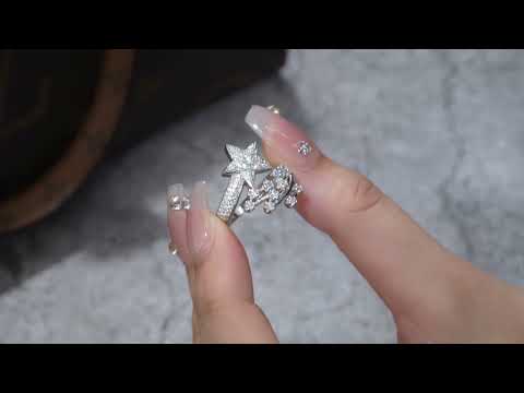 💍 Comet Moissanite Minimalist Ring – Platinum-Plated S925 Silver (5g, Sizes 5–9) 💍