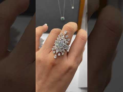 💍 Wave Queen Moissanite Ring – Platinum-Plated S925 Silver (Sizes 5–9) 💍