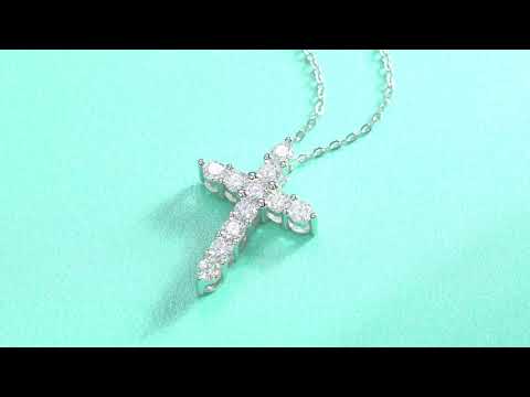 🛍️✨ Faith S925 Sterling Silver Platinum-Plated Moissanite Pendant Necklace ✨