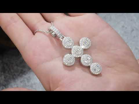 ✨ 925 Sterling Silver Premium Moissanite Cross Pendant Necklace – Platinum-Plated Elegance ✨