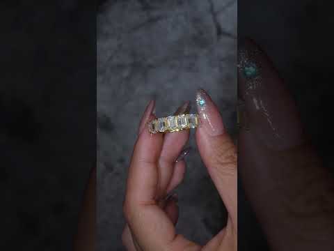 💍 Pillow-Shaped Engraved Moissanite Ring – Gold-Plated S925 Silver (4.6g, Sizes 5–9) 💍