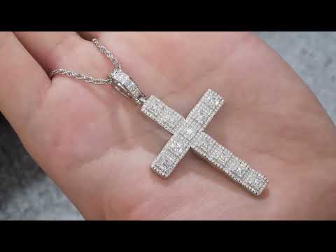 ✨ 925 Sterling Silver Minimalist Moissanite Cross Pendant Necklace – Platinum-Plated Luxury ✨