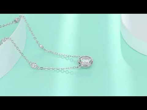 🛍️✨ Natural Reverie S925 Sterling Silver Platinum-Plated 1CT Moissanite Necklace ✨