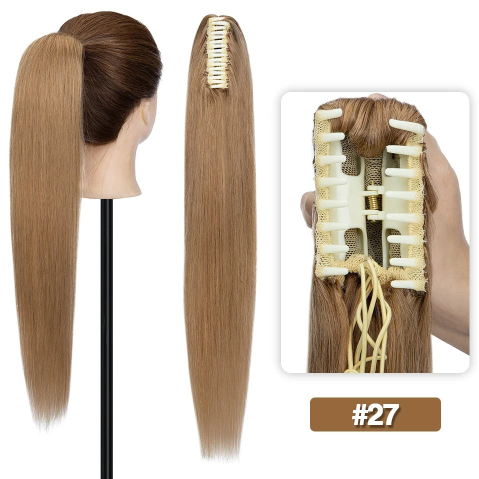 Thick Clip-In Human Hair Ponytail Extension with Claw Clamp