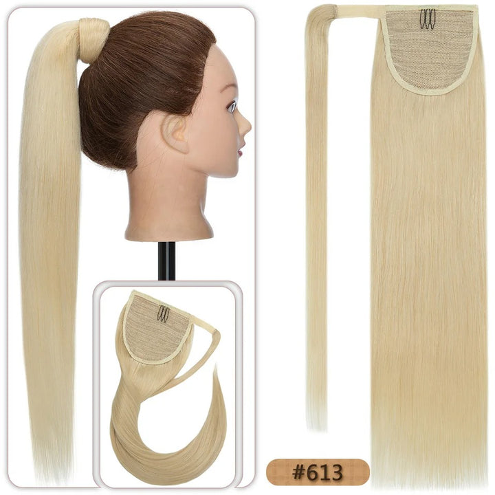 18” Straight Human Hair Ponytail Extension