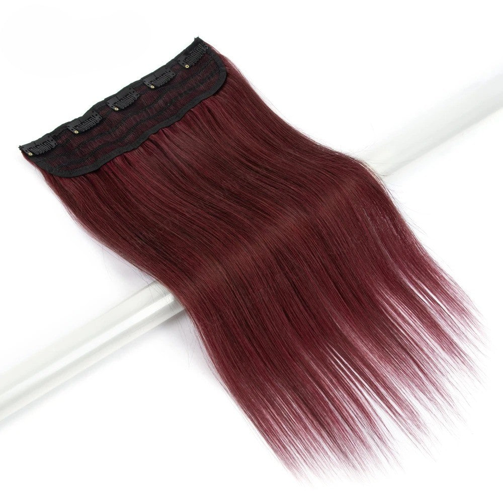 16" One-Piece Clip-In Human Hair Extension – 5-Clip Double Weft, Straight, Fancy Color Options