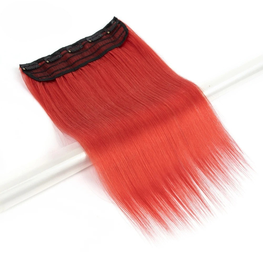 16" One-Piece Clip-In Human Hair Extension – 5-Clip Double Weft, Straight, Fancy Color Options