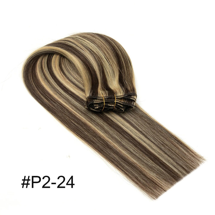 "Remy Human Hair Clip-In Extensions – Real Natural Hair, Double Weft, 7 Pieces, 12-24 Inch, Thick & Soft Clip On"