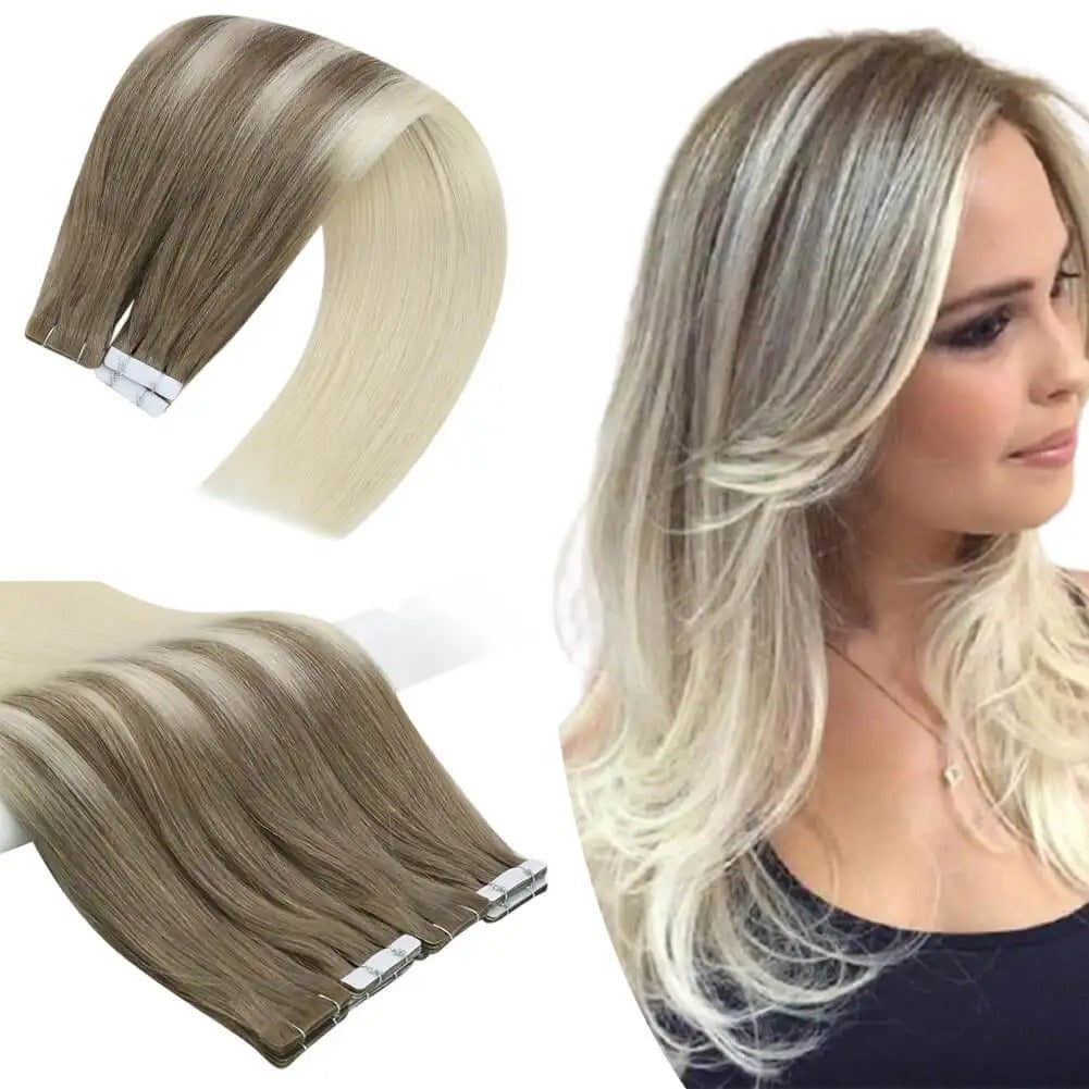 Luxury Injection Tape-In Extensions – Virgin Double Drawn Human Hair, Seamless PU Skin Weft, Natural Straight