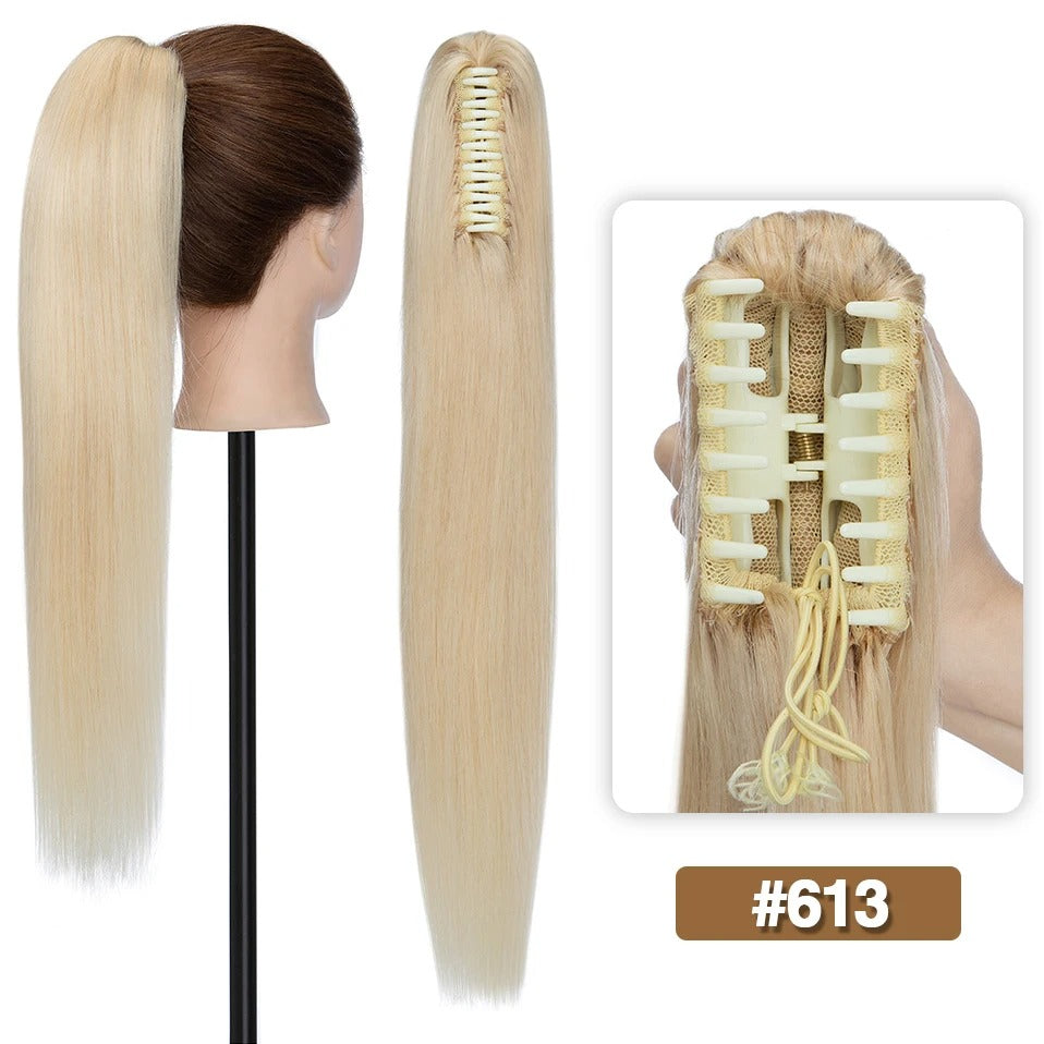 Thick Clip-In Human Hair Ponytail Extension with Claw Clamp