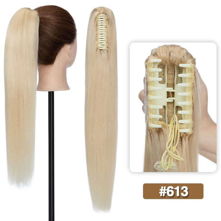 Thick Clip-In Human Hair Ponytail Extension with Claw Clamp