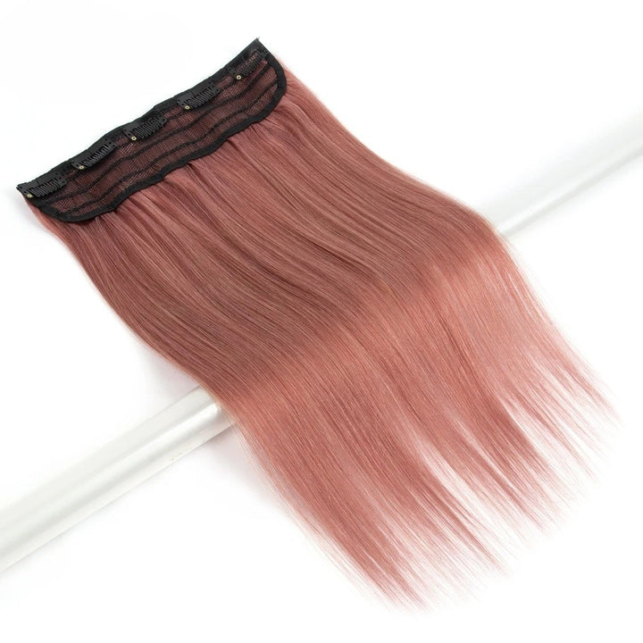 16" One-Piece Clip-In Human Hair Extension – 5-Clip Double Weft, Straight, Fancy Color Options