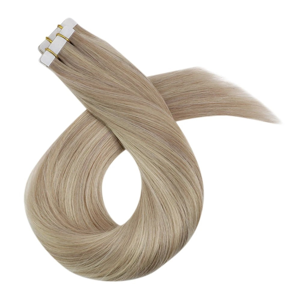 Seamless Blonde Tape-In Hair Extensions – Natural Straight Remy Human Hair