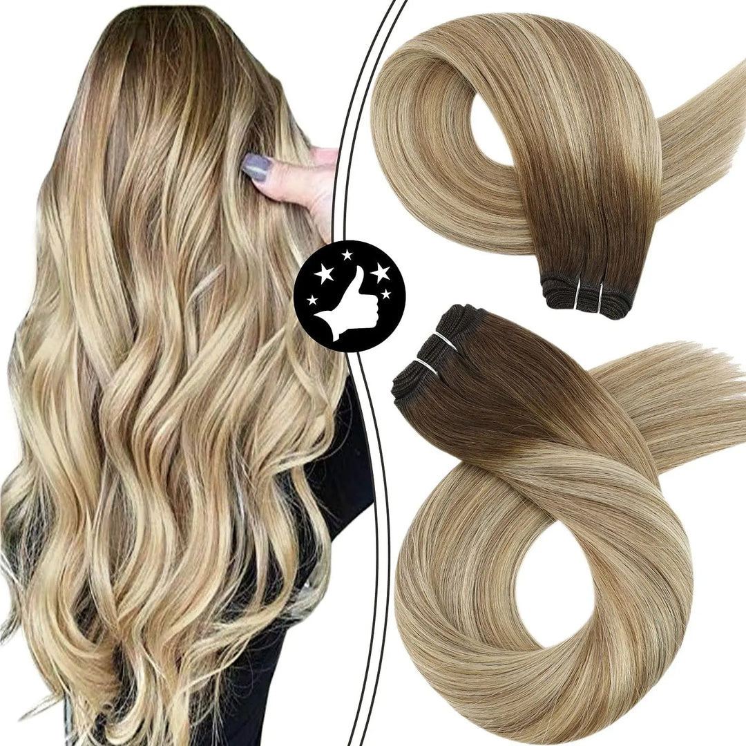 100% Remy Human Hair Bundles – Straight Sew-In Weft Extensions (100g, Double Weft)