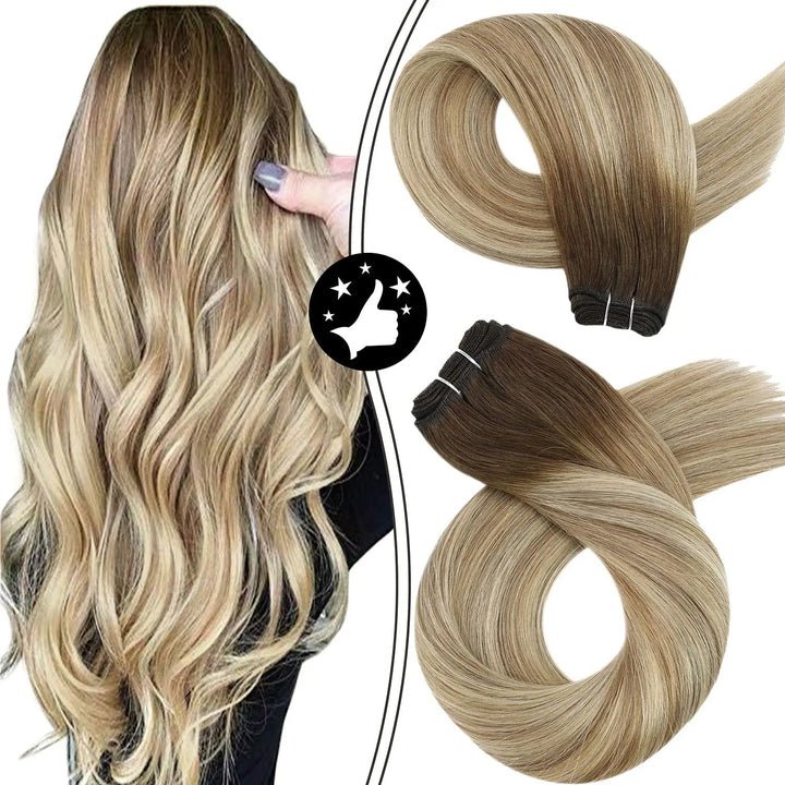 100% Remy Human Hair Bundles – Straight Sew-In Weft Extensions (100g, Double Weft)
