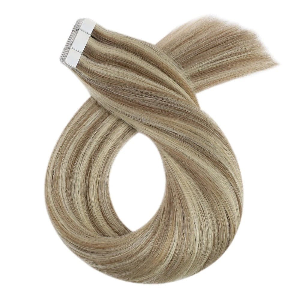 Seamless Blonde Tape-In Hair Extensions – Natural Straight Remy Human Hair