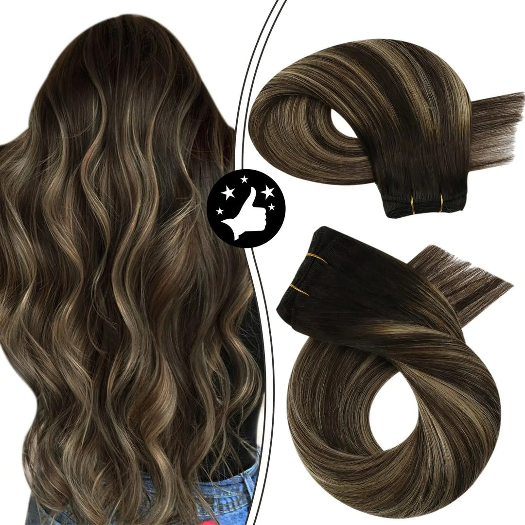 100% Remy Human Hair Bundles – Straight Sew-In Weft Extensions (100g, Double Weft)