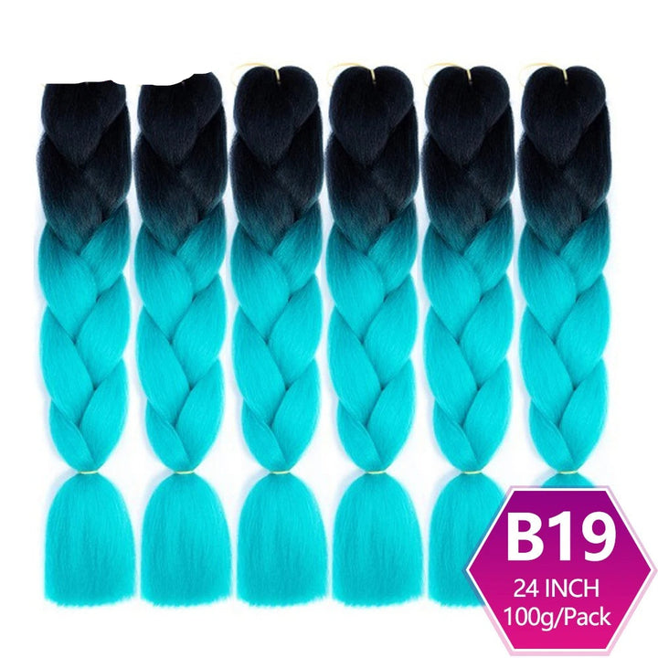 Set of blue and black ombre braided hair extensions 