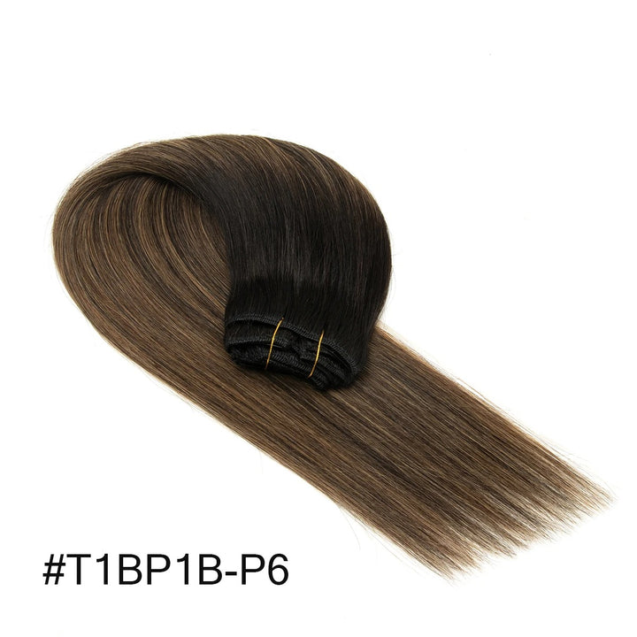 "100% Real Remy Human Hair Clip-In Extensions – Double Weft, Seamless Clip-On, 7PCS, 12-24 Inches"