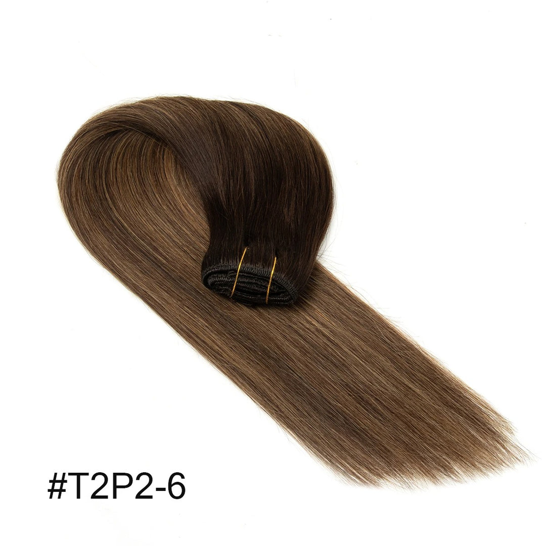 "100% Real Remy Human Hair Clip-In Extensions – Double Weft, Seamless Clip-On, 7PCS, 12-24 Inches"