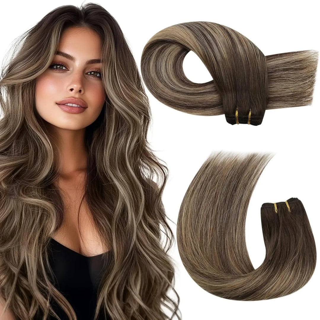 Brazilian Remy Human Hair Wefts – Natural Straight Machine Weaving Bundles (100g Each)