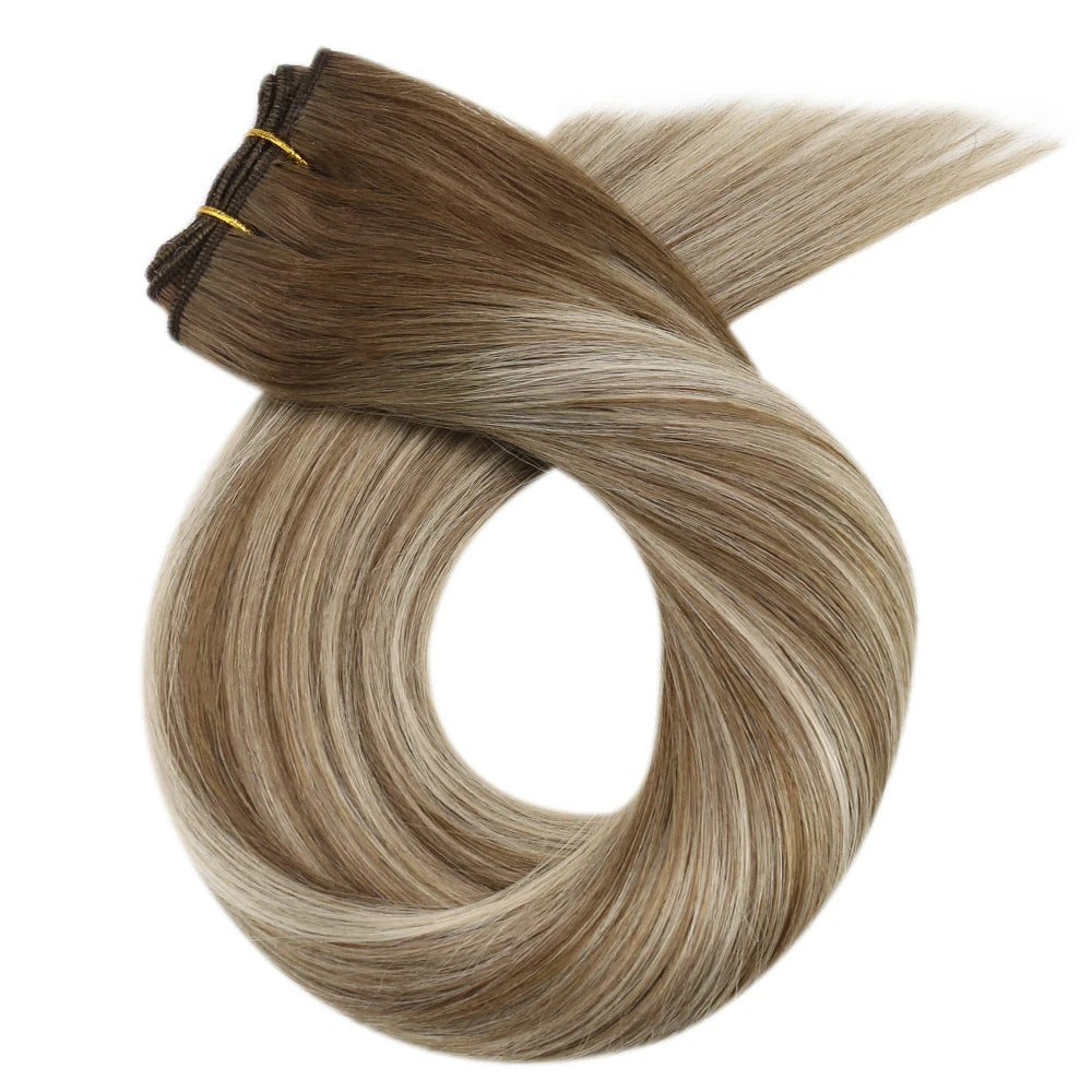 Sew-In Human Hair Bundles – Blonde Brazilian Remy Straight Weft Extensions (100g)