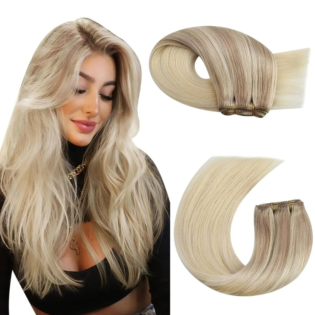 100% Remy Human Hair Bundles – Straight Sew-In Weft Extensions (100g, Double Weft)